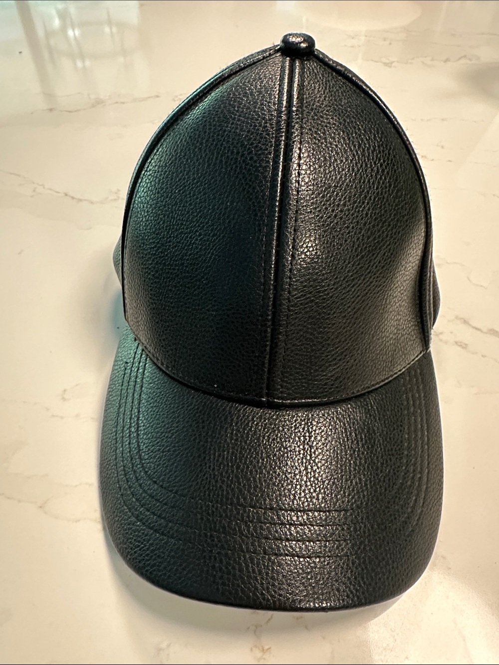 D&Y Black Faux Leather Baseball Cap